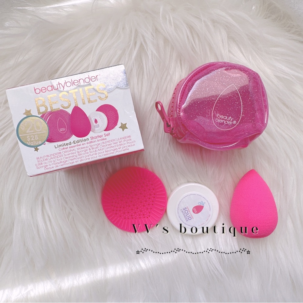 NWT BeautyBlender BESTIES Makeup Sponge Blend Cleanse Starter Set Pink Barbie